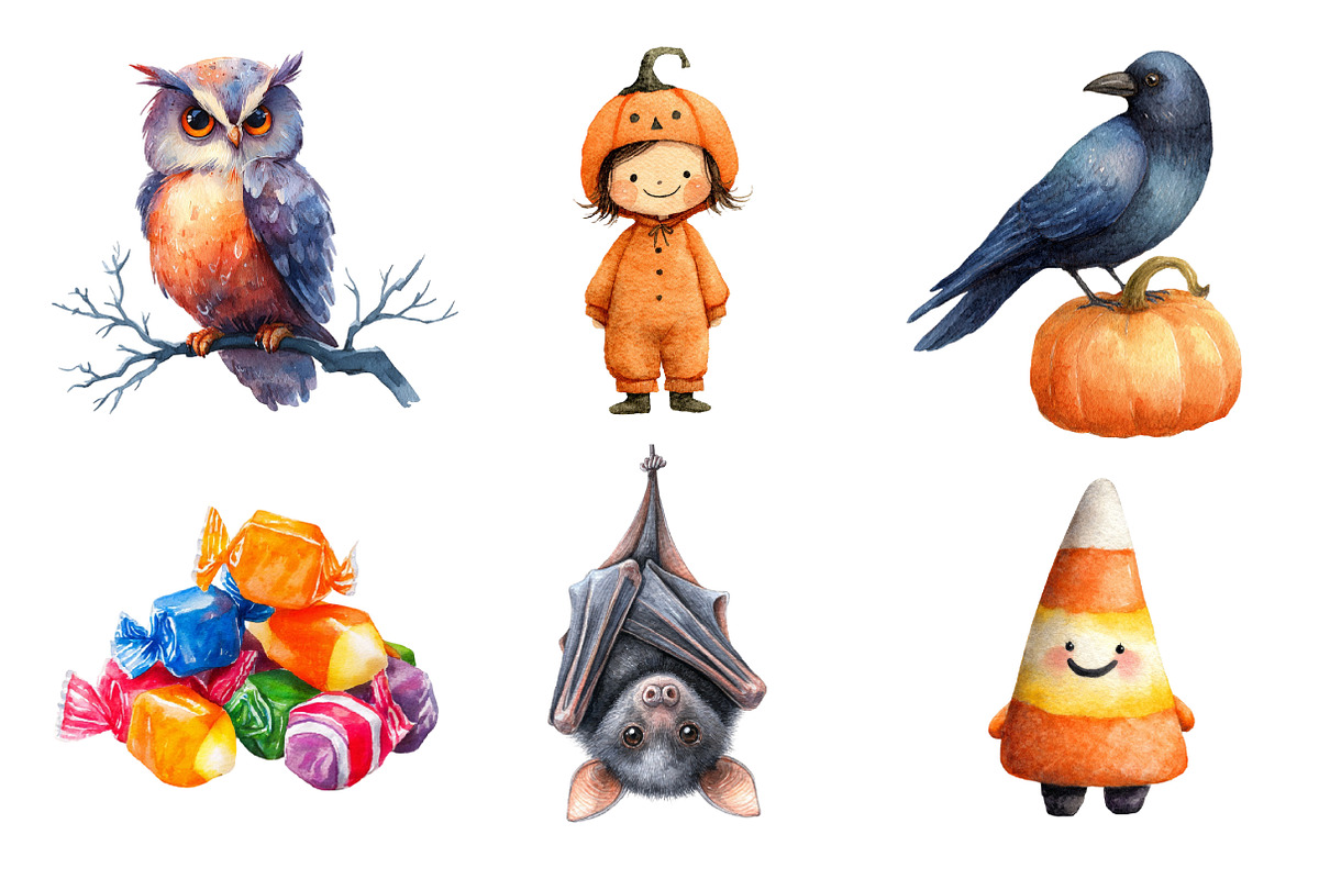 Cute Halloween Clipart, an Illustration by Design Market (Photo 2 of 3)