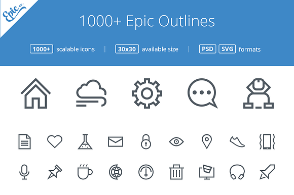 1000 Epic Outline Icons