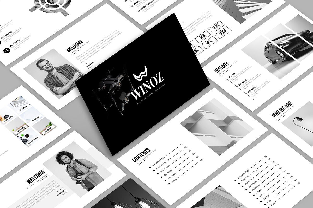 Black & White Business Presentation, a Presentation Template by Mighty-Slide (Photo 1 of 5)