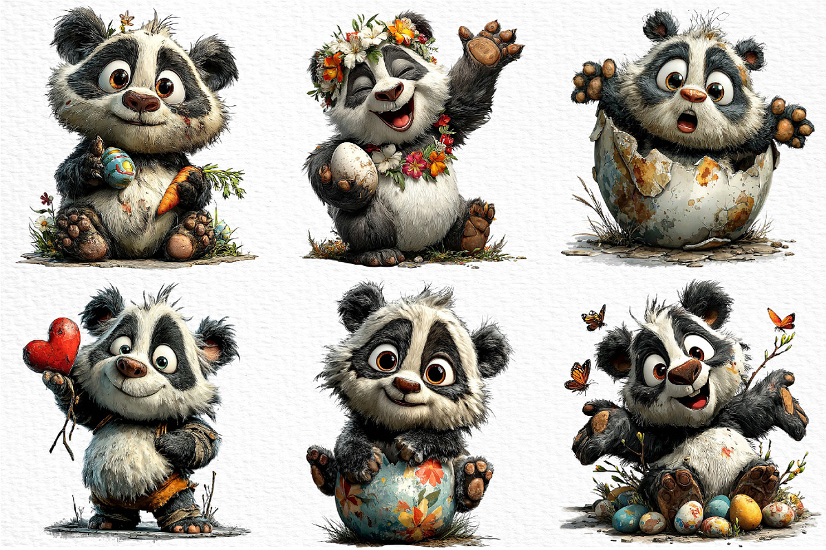 Whimsical Easter Panda Clipart, an Illustration by Craft Nest (Photo 6 of 11)