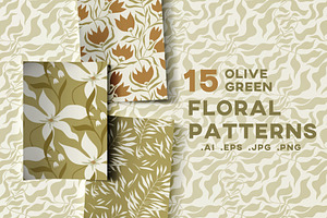 15 floral olive green patterns