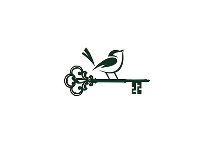 vintage key and bird logo design, an Illustration by boriman05