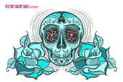 Vector Sugar Skull with roses, a Pattern Graphic by Shusha Guna Art (Thumbnail 3 of 8)