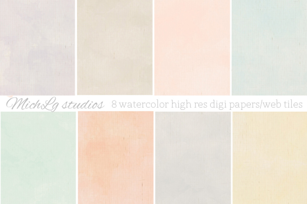 8 Watercolor web tiles & high res