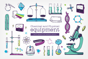 Chemistry and physics equipment set, an Education Illustration by Good Studio
