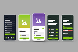 Colorful Modern Mobile App Wireframe, an UI Kit Template by MightyDesign