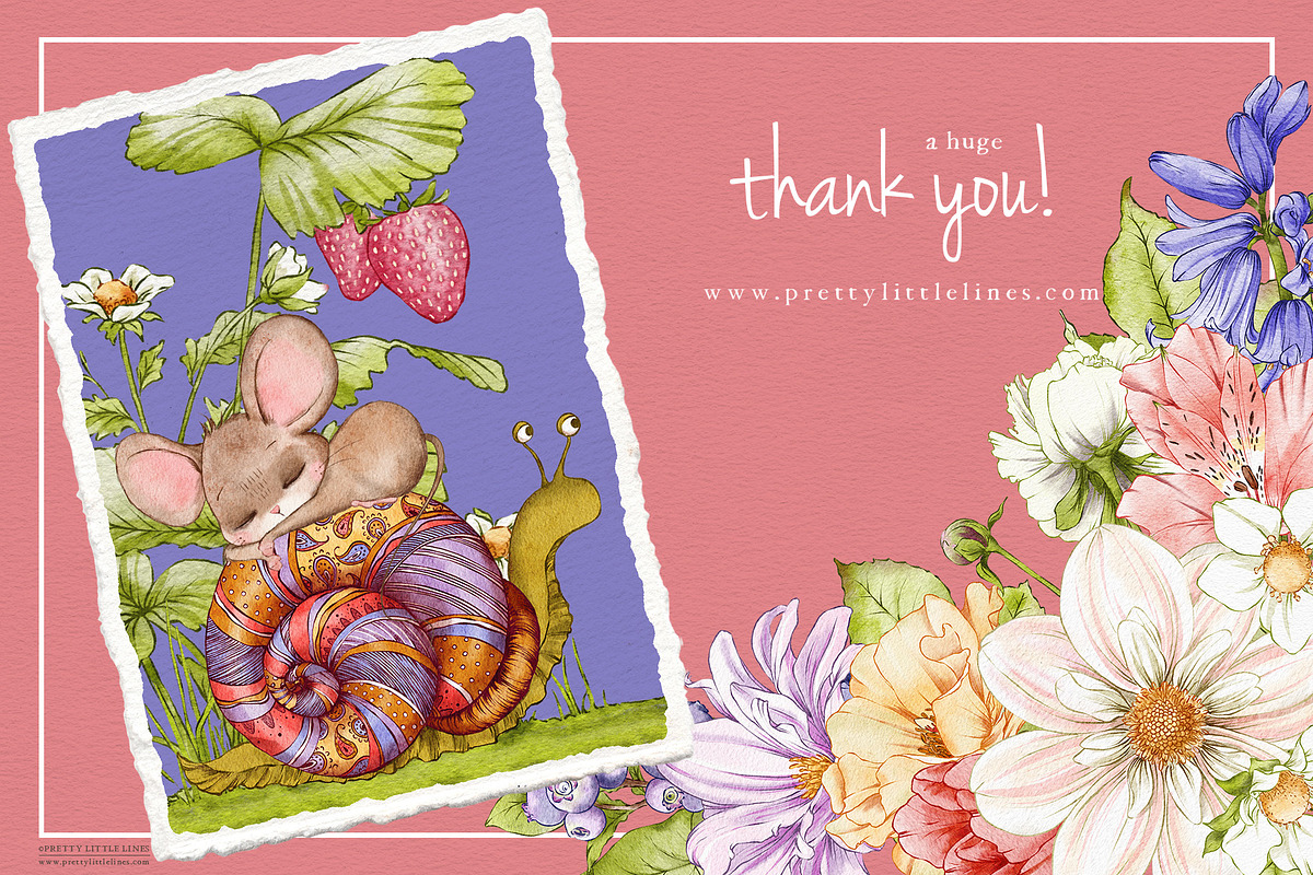 Cute Mice & Friends Clipart Set, an Animal Illustration by Pretty Little Lines (Photo 13 of 13)