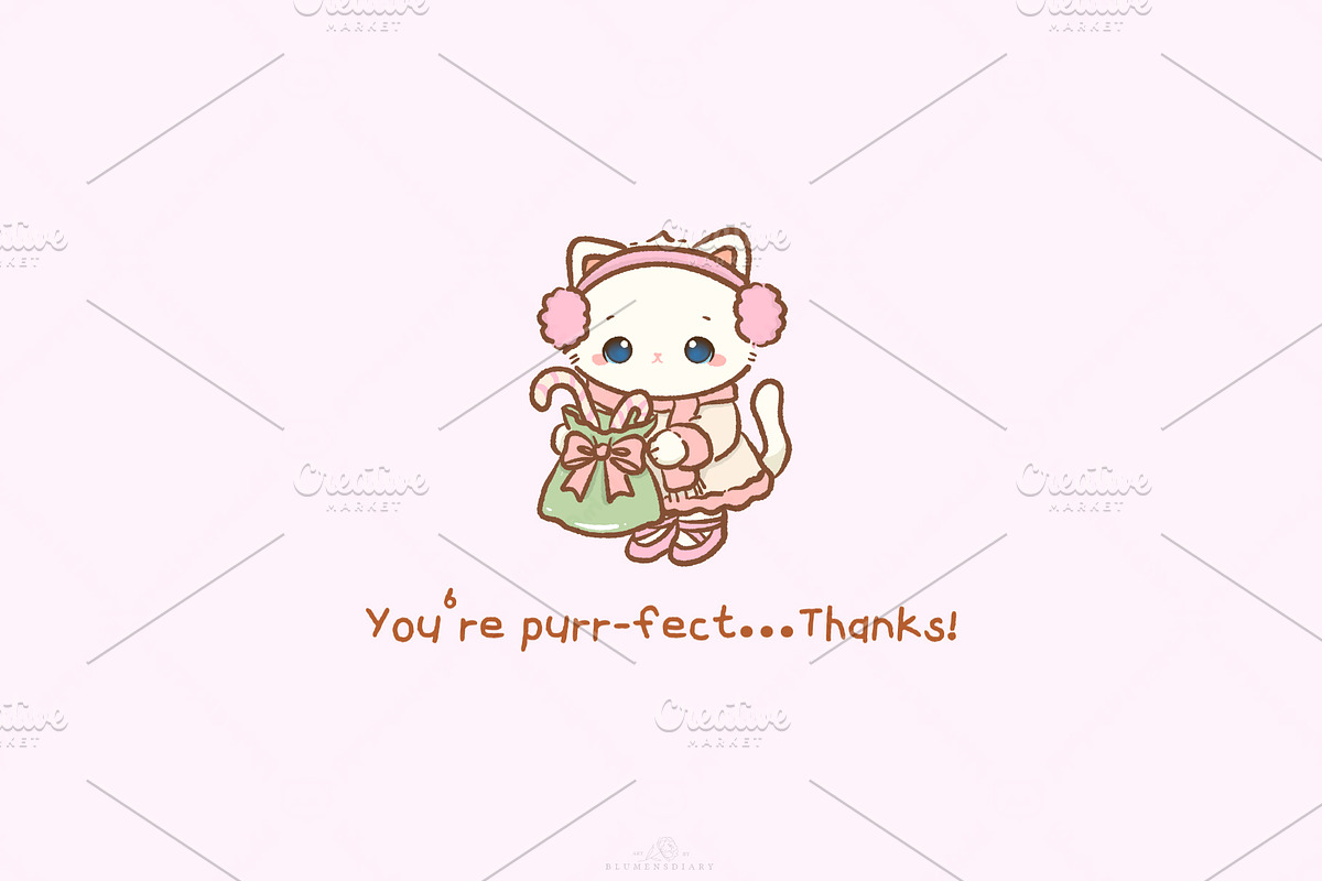 Cute Kawaii Cat Clipart PNG Bundle, an Animal Illustration by Blumensdiary (Photo 11 of 11)