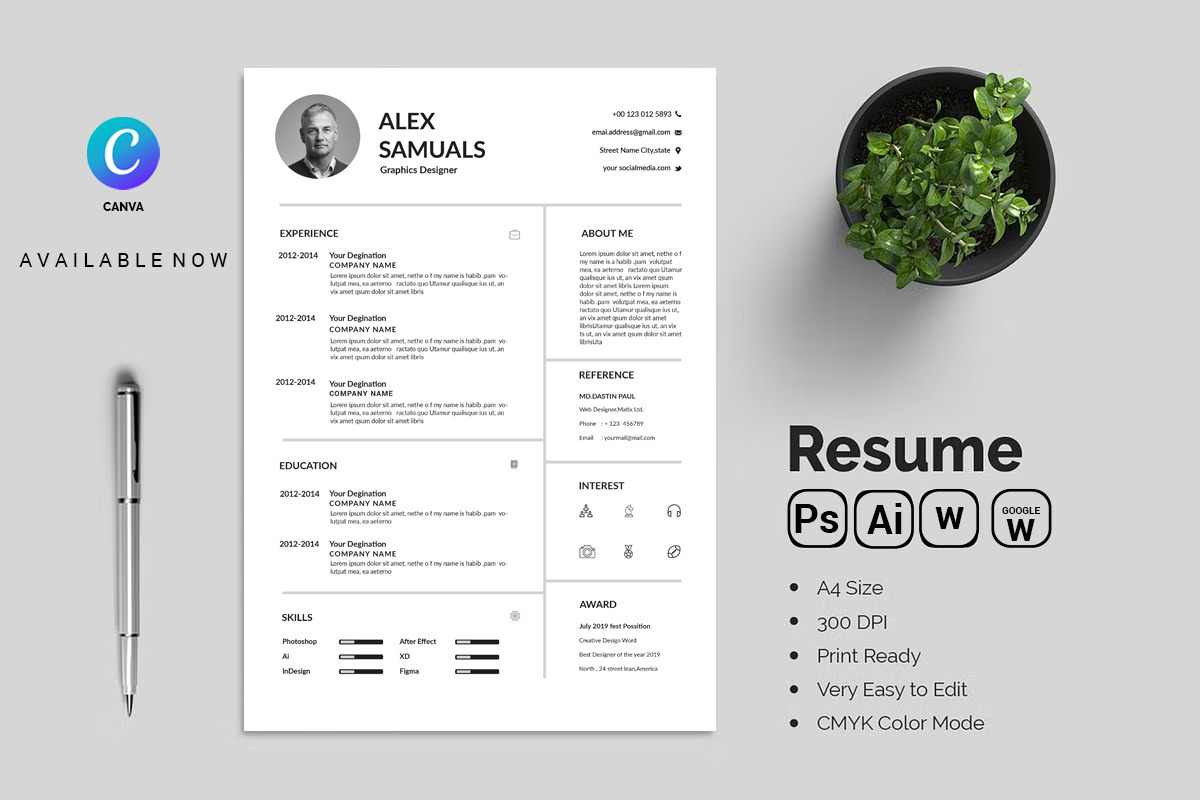Clean and creative minimal resume, a Resume Template by Blackcloud_Creations (Photo 6 of 7)