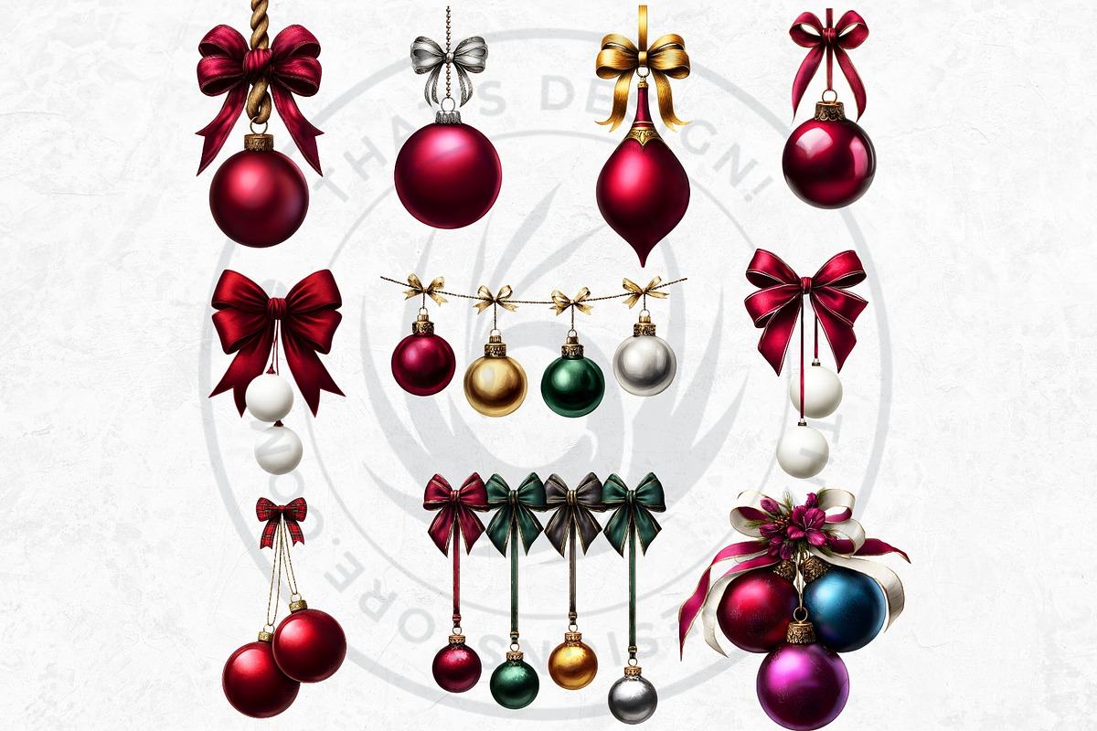 Christmas Baubbles Cliparts, a Seasonal Illustration by ThatsDesignArt (Photo 6 of 16)