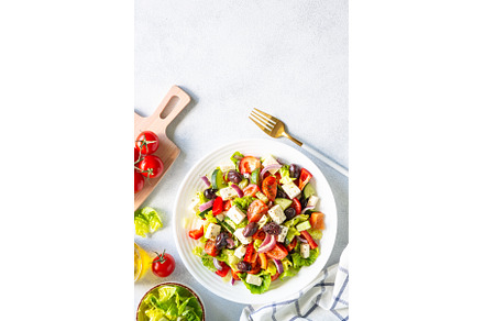 Greek salad with olives at white., a Food & Drink Photo by Nadia-nb