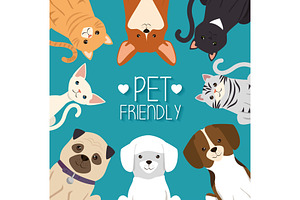dogs and cats pets friendly, an Animal Illustration by studiogstock