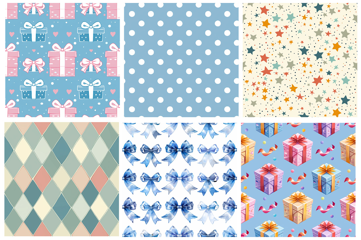 Pastel Gift & Deco Seamless Patterns, an Illustration by DreamArtGraphic (Photo 3 of 5)