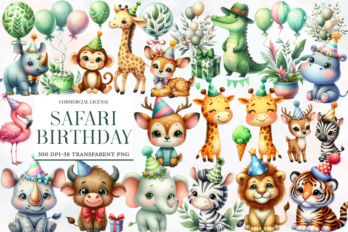 Safari Birthday Clipart, an Illustration by Designworld (Photo 1 of 6)