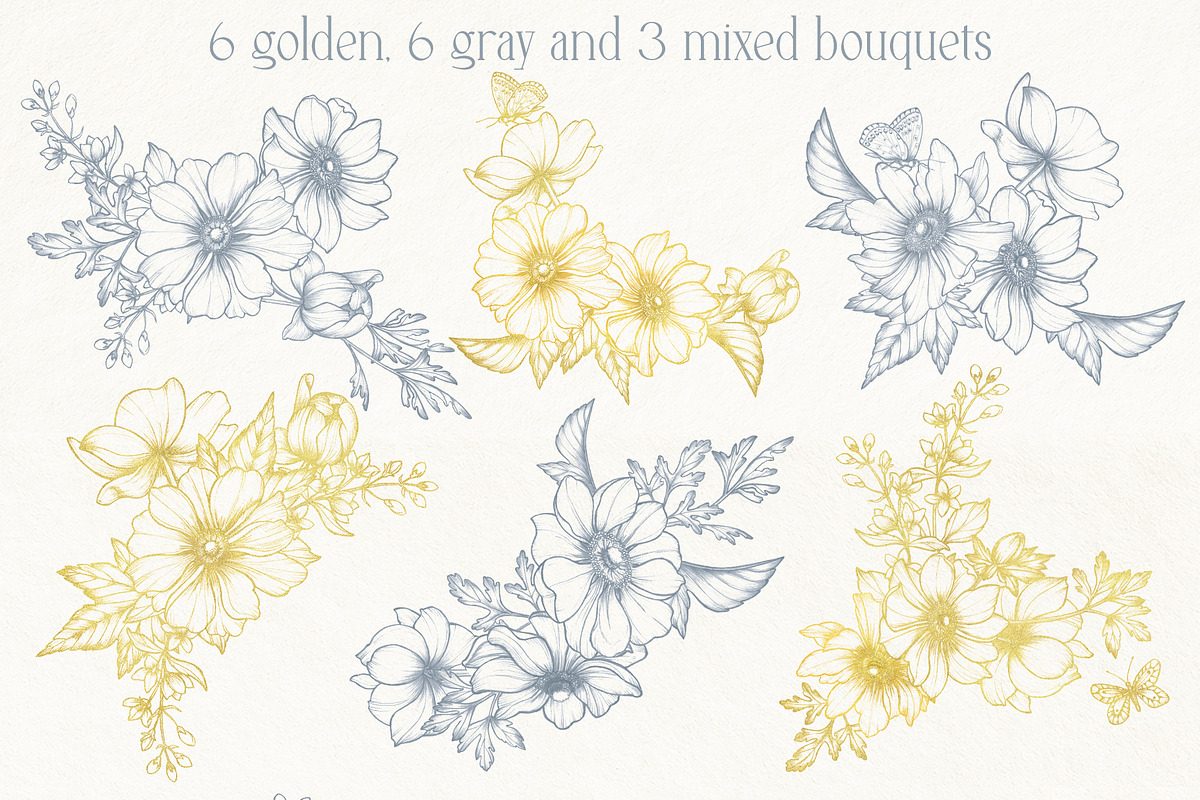 Anemones. Pencil and gold collection, a Decorative Illustration by DamriNa art (Photo 5 of 10)