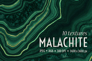 10 Malachite & Gold Mineral Textures