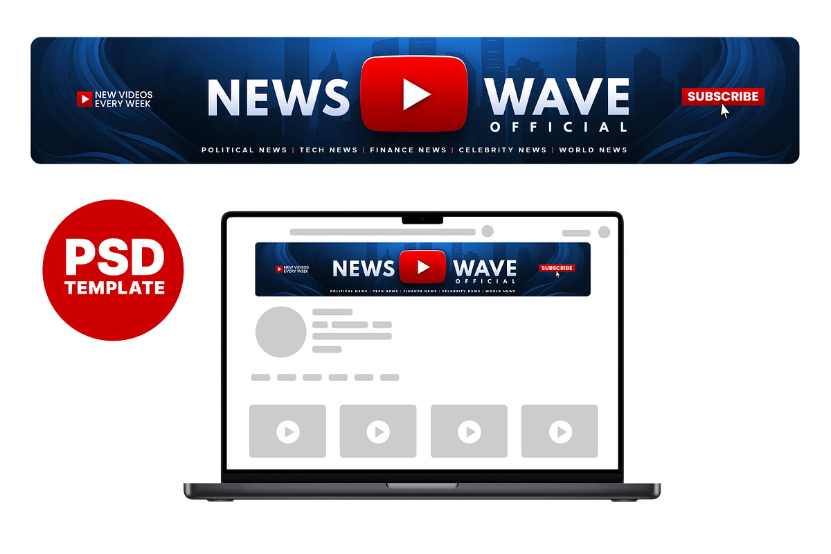 News YouTube Banner Template, a Social Media Template by Vaughn Studios (Photo 1 of 5)