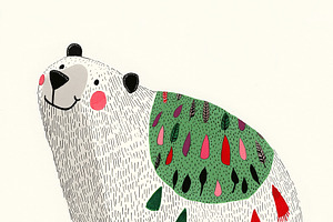 A cheerful white polar bear, an Animal Illustration by Sybillla
