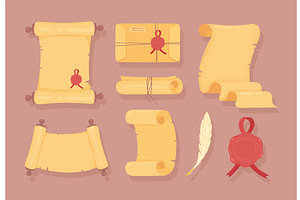 icons parchment papers, an Object Illustration by studiogstock