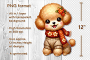 Cute Autumn Poodle Clipart Set, a Seasonal Illustration by V Design Creator (Thumbnail 2 of 9)