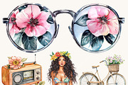 Hibiscus Beach Vacation Clipart, a Person Illustration by BusyDaydesign (Thumbnail 6 of 9)