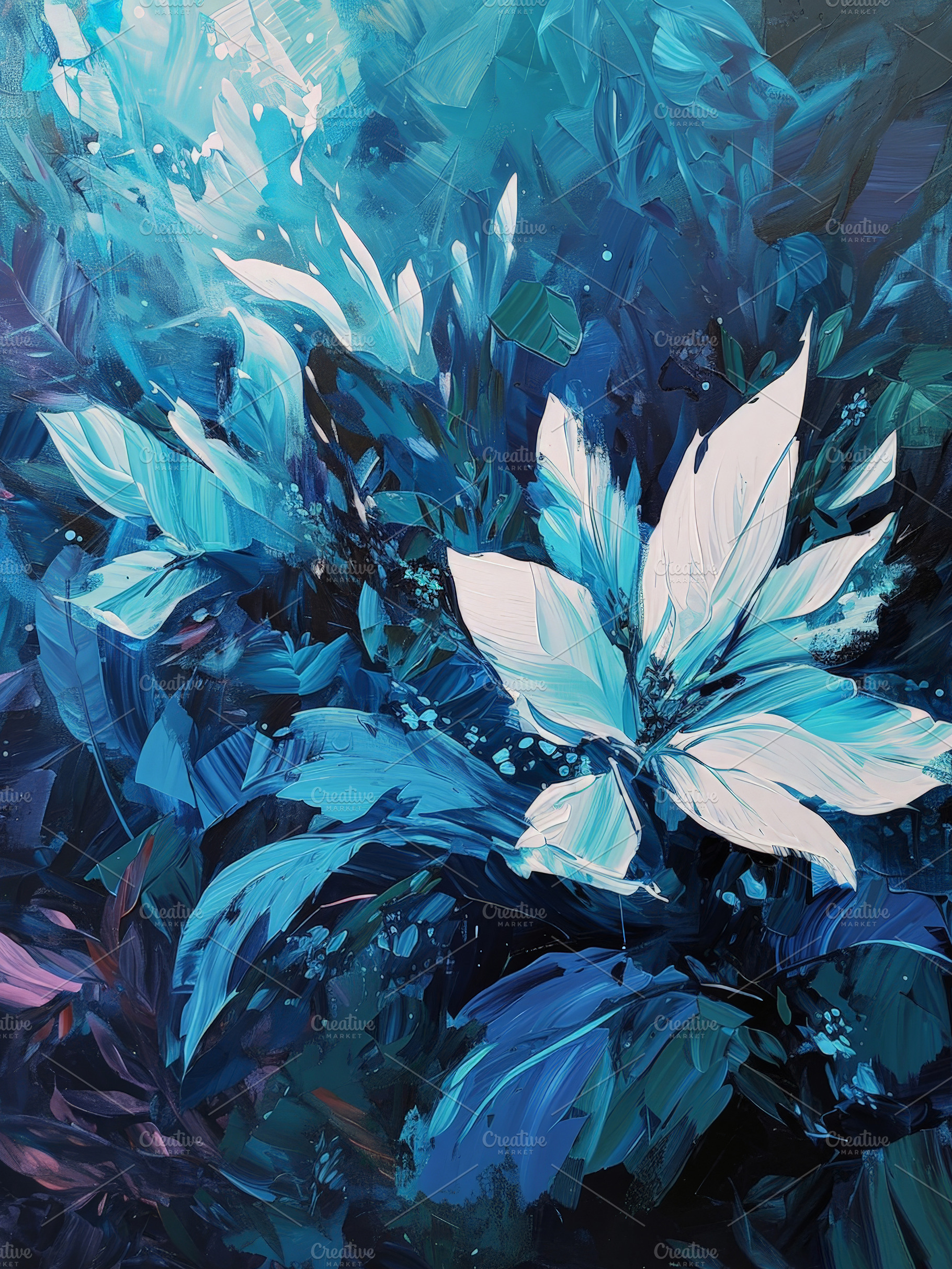 Midnight Bloom Floral Painting, an Abstract Photo by Hamza067