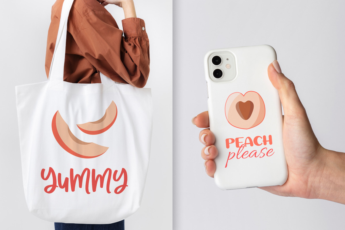 Peach set vector flat style, a Food Illustration by Whimsy Brush Studio (Photo 5 of 9)