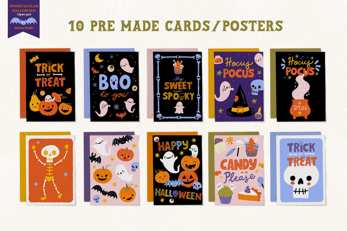 Spooktacular Halloween Clipart pack, an Illustration by Auvrea Studio (Photo 4 of 16)
