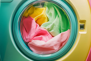 Colorful Clothes in Front-Loading Washing Machine, an Abstract Photo by Natalia Klenova's Shop