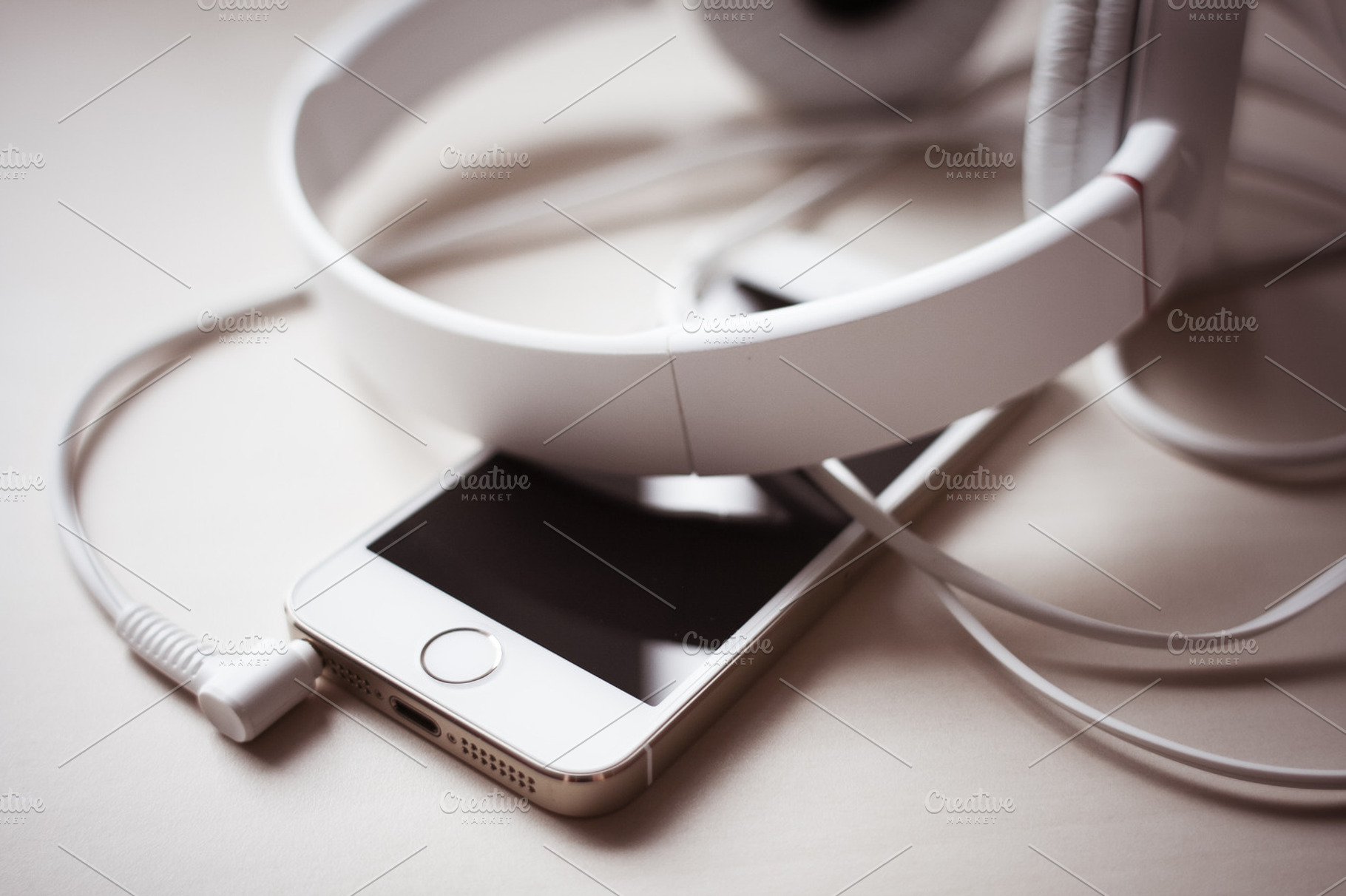 Iphone Headphones 3 Stock Photo Containing Iphone And Desk