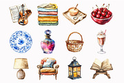 Watercolor Quiet Cottage Clipart, an Illustration by Design Market (Thumbnail 2 of 5)