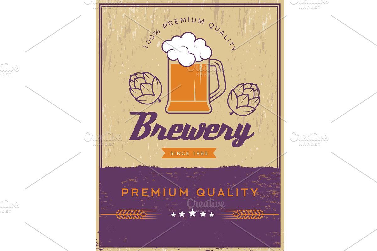 Brewery poster. retro placard of, a Food Illustration by Onyx