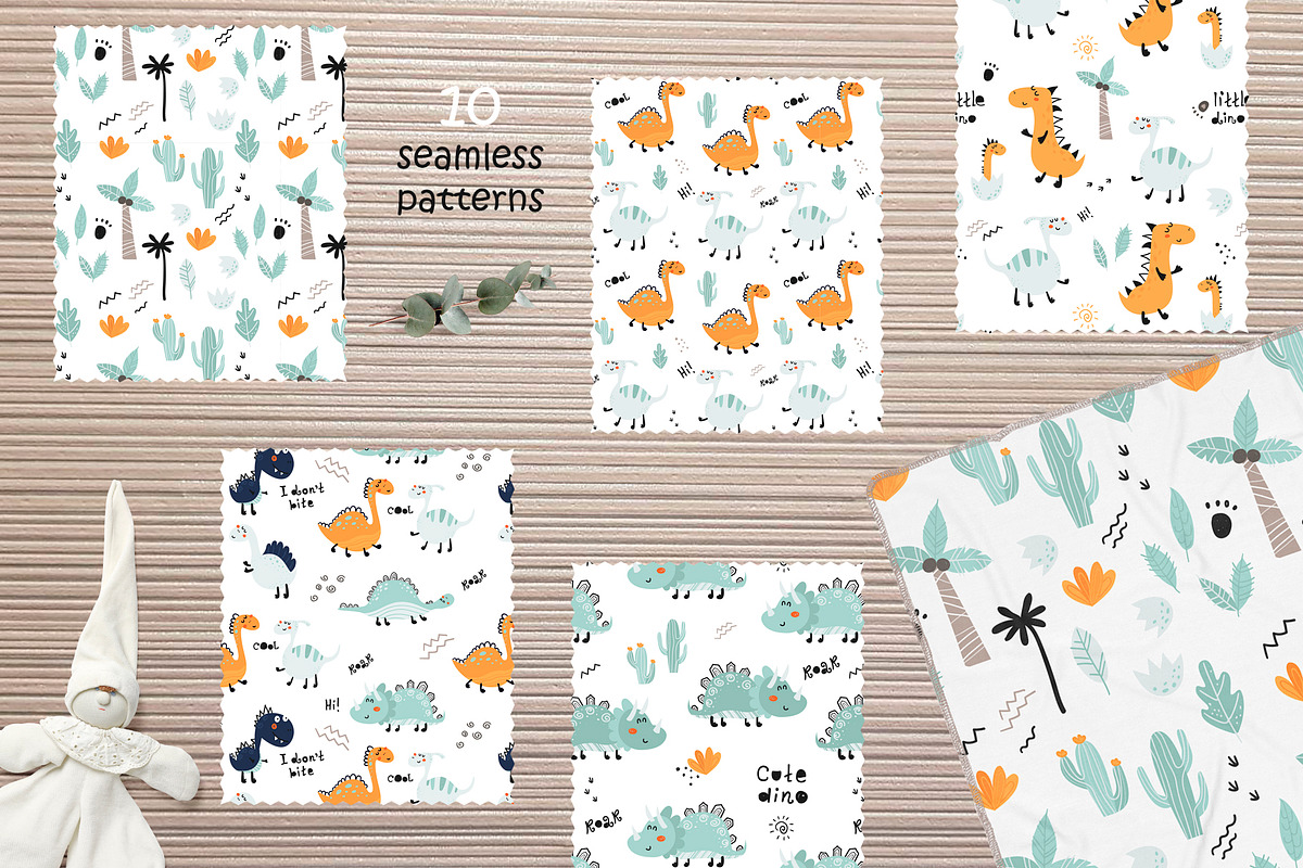 Cute Dinosaur Collection, a Wallpaper Graphic by Nafanya (Photo 4 of 10)