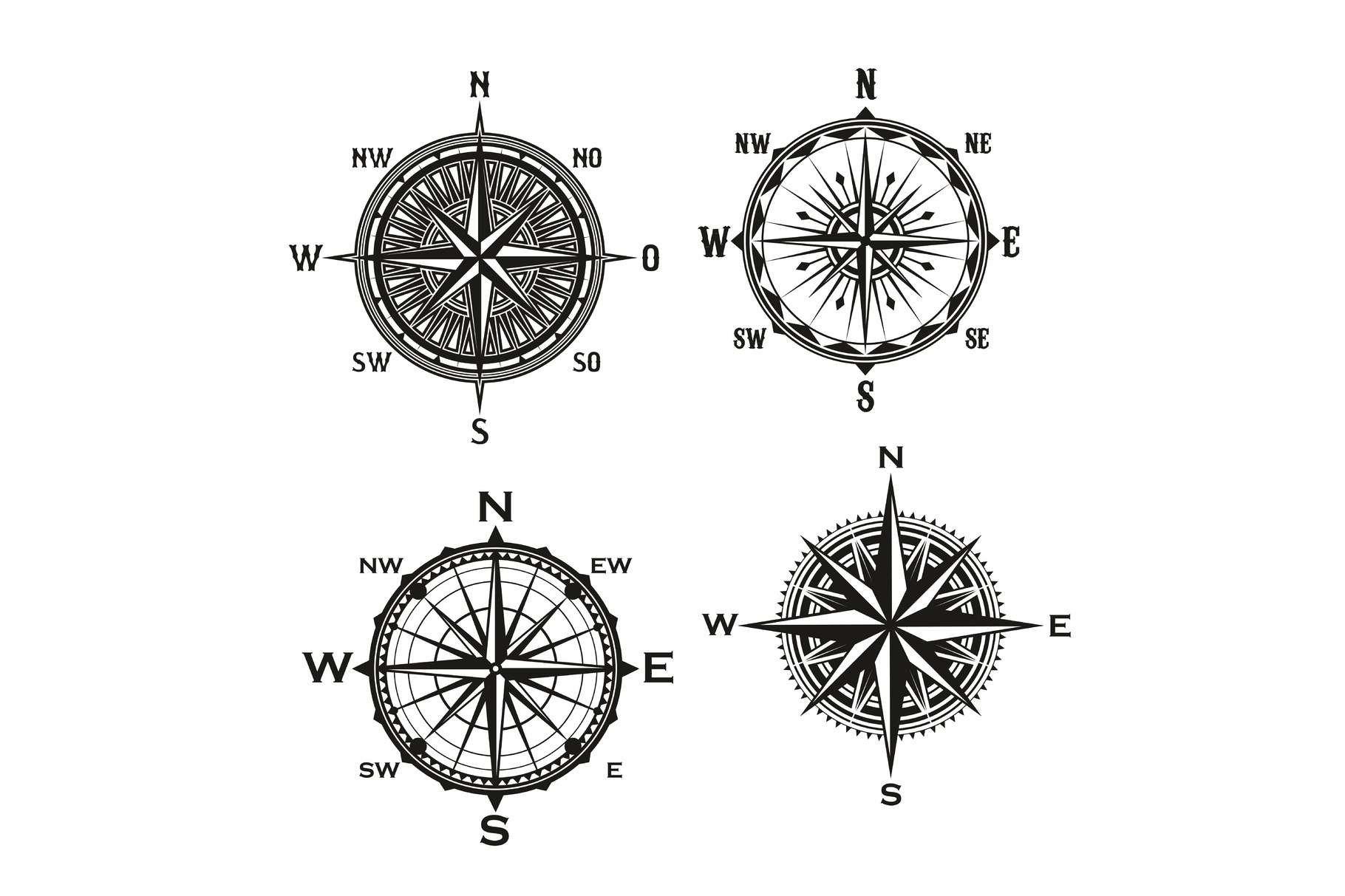 Rose arrows, vector compass | Illustrations ~ Creative Market