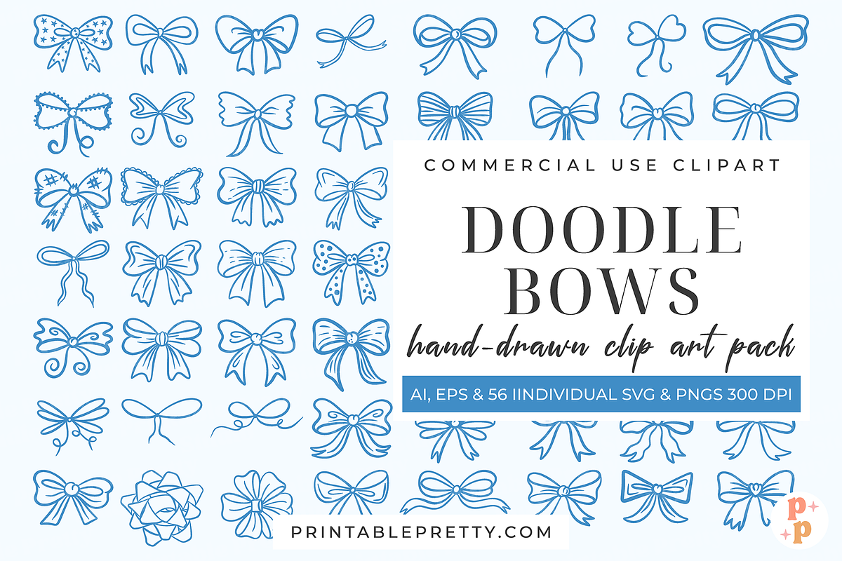 Hand Drawn Doodle Bow Clipart, an Illustration by Printable Pretty Studio (Photo 2 of 6)