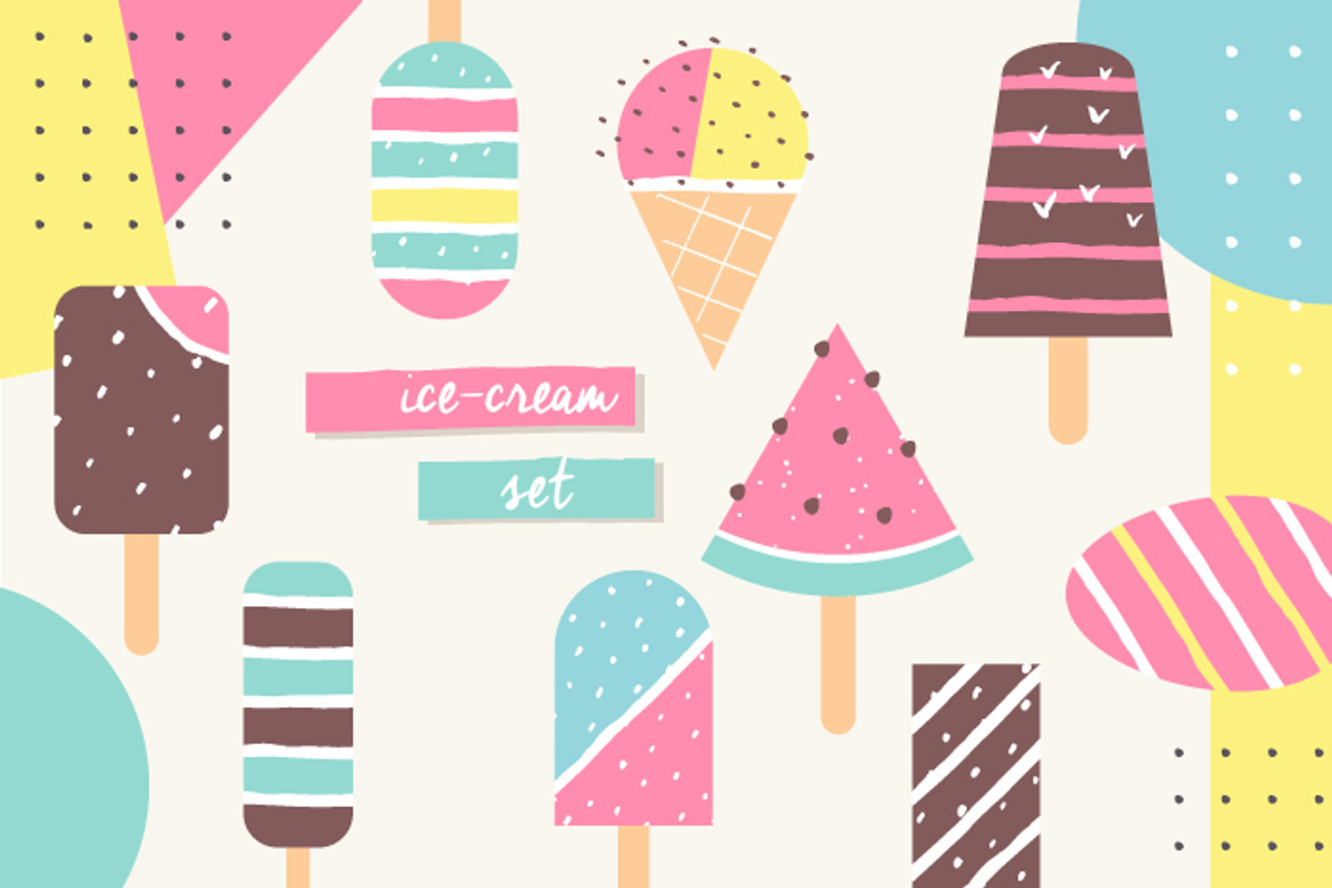 Ice-Cream and Popsicle Vector Set, a Texture Illustration by Julia Batsheva (Photo 2 of 4)