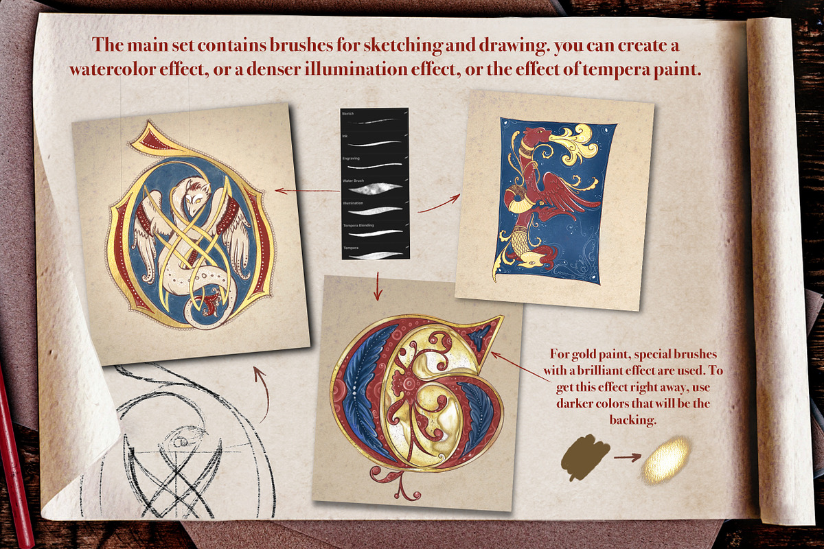 Medieval Manuscript Creator Kit, a Brush Add-On by Letter Elfa Studio (Photo 3 of 9)