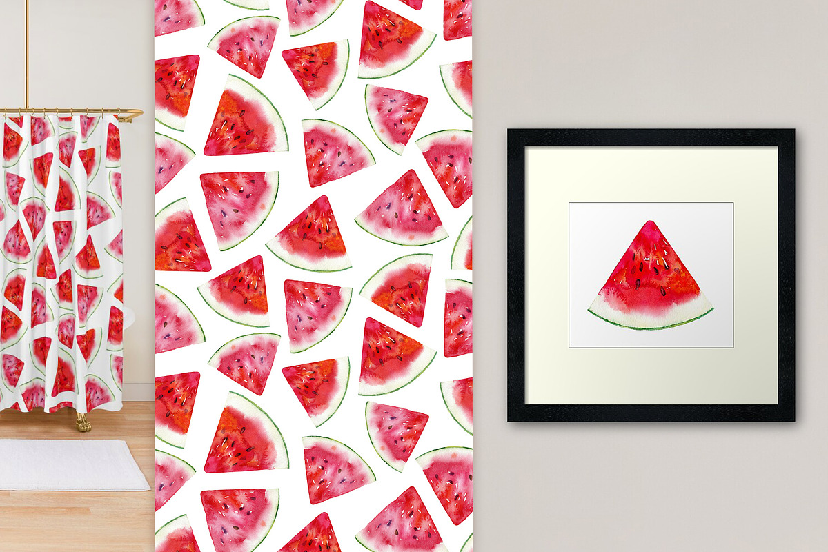 Watercolor fruits & 10 cool patterns, a Wallpaper Graphic by Natasha Koltsova (Photo 4 of 8)