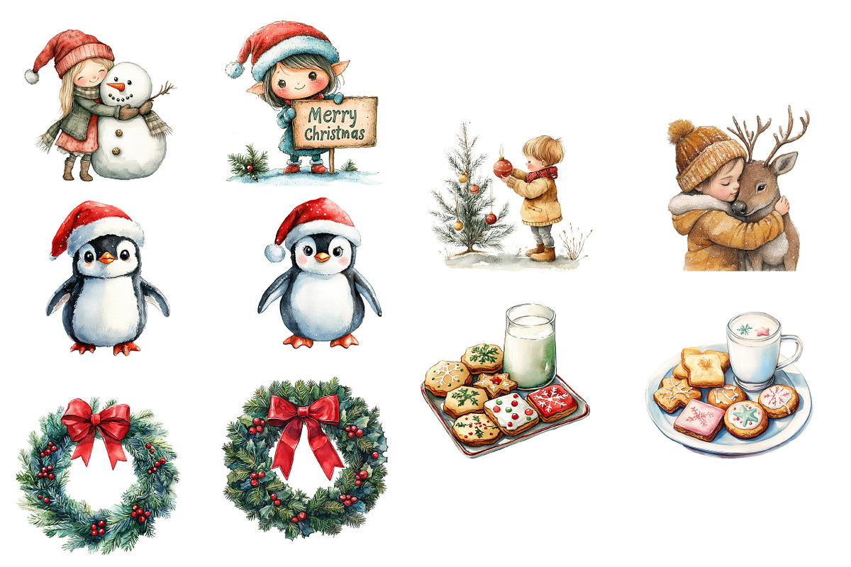 Christmas Elf Watercolor Clipart, an Illustration by Designworld (Photo 4 of 5)