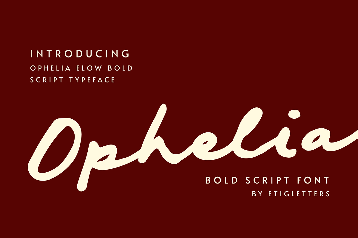 Ophelia Elow Bold Script, a Script Font by etigletters (Photo 1 of 10)