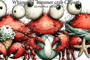 Whimsical summer crab Clipart, an Illustration by Designworld