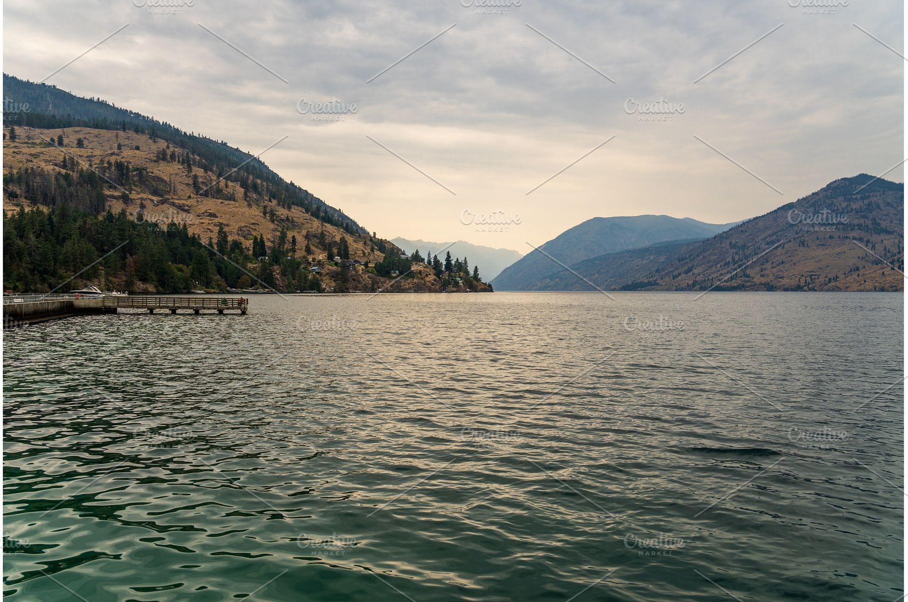 View north along Lake Chelan in, a Nature Photo by Backyard Stock