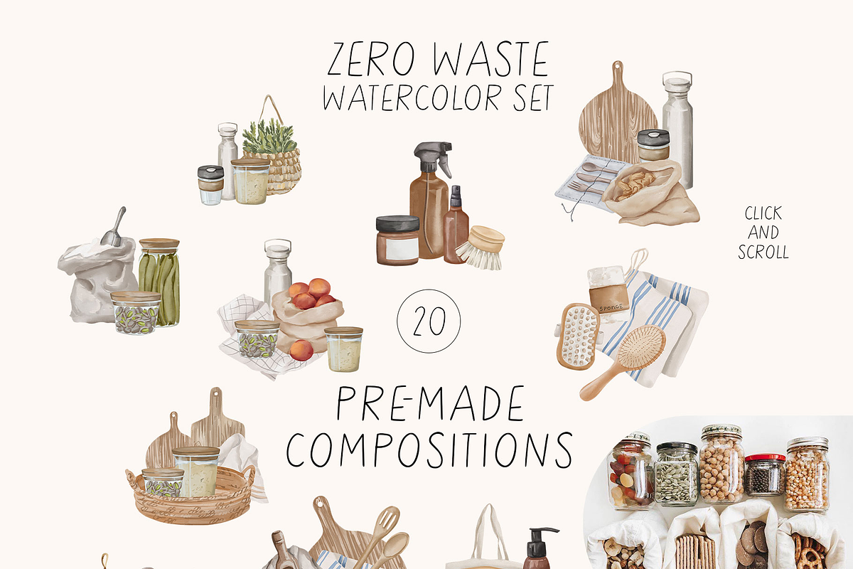 ZERO WASTE watercolor set, an Object Illustration by Yuliia Lashevska (Photo 12 of 14)