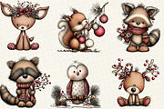 Christmas Woodland Animals Clipart, an Illustration by DreamCafeArt (Thumbnail 3 of 8)