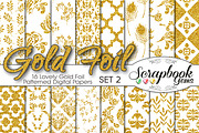Gold Foil Pattern Digital Papers, a Pattern Graphic by Scrapbook Gems (Thumbnail 1 of 3)