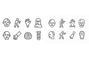 Collection of web icons featuring, an Illustration by ZinetroN