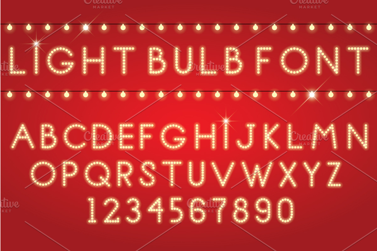 Light bulbs font, an Object Graphic by Leone_v