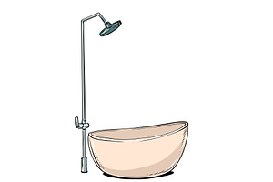Pop Art Retro Bath with shower, an Object Illustration by studiostoks