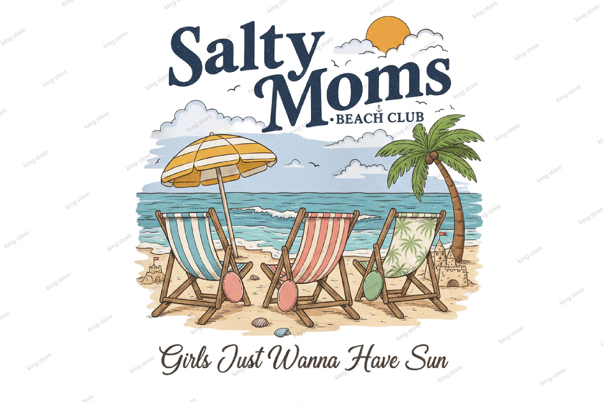 Salty Moms Beach Club Retro Summer, an Illustration by Designking (Photo 1 of 6)