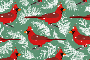 Northern Cardinal Bird Green